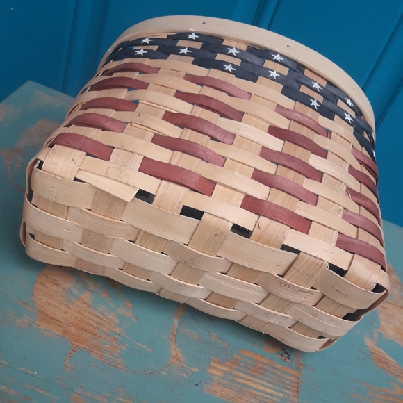 Wicker Basket Woven Farmhouse Decor Vintage Wall Hanging American Flag USA - Picture 7 of 12